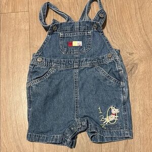 Vintage Carter's Blue Denim Overalls with Embroidered Design